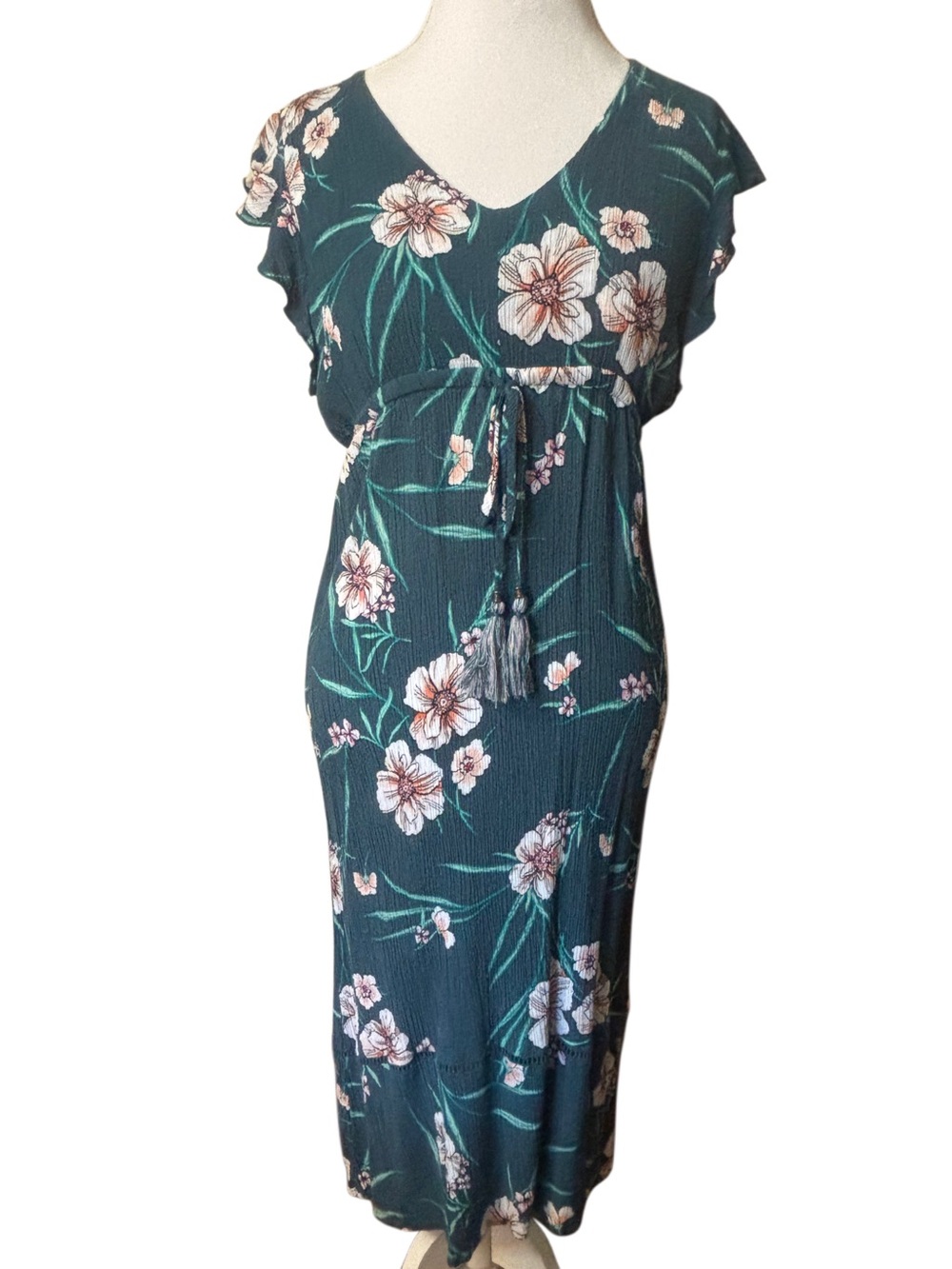Knox Rose Dark Teal Floral Maxi Dress Size M